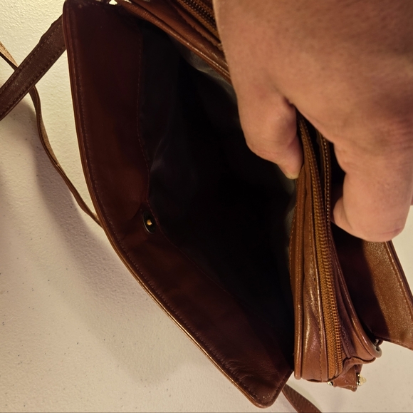 De Bon Brown Leather Womens Purse Handbag Small - Picture 5 of 5